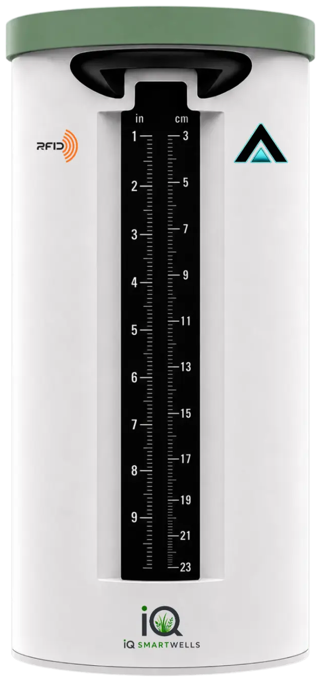 iQ SmartWell relocatable subterranean sleeve with flush green top and depth calibration markings